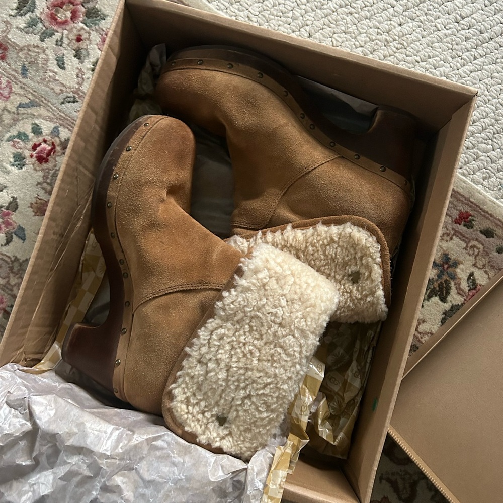 Ugg Brown Shearling-Lined Clogs - image 1